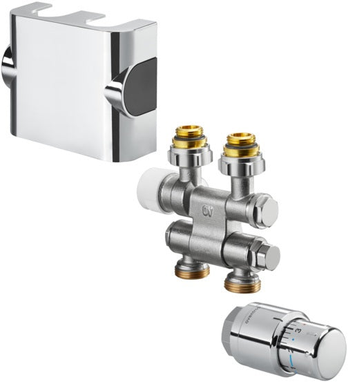 OVENTROP Multiblock T Badheizkörper-Anschluss-Set 8 verchromt mit Thermostat