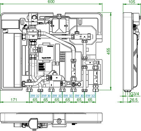 OVENTROP Regudis W-HTE Wohnungsstation – elektronisch geregelt, 12 l/min, kupfergelötet