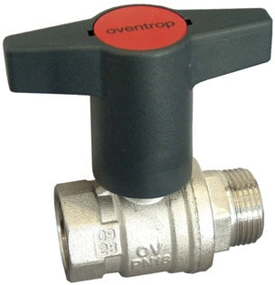 OVENTROP Optibal Knebelgriff-Kugelhahn PN 16 Messing DN 10 (3/8 Zoll) mit vollem Durchgang