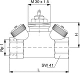 Oventrop Hycocon ETZ Regelventil PN 16 DN 15 (1/2" IG) – thermostatisierbar, mit Voreinstellung