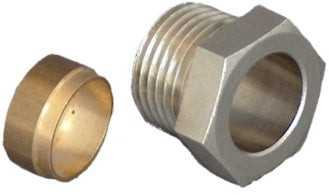 OVENTROP Ofix Klemmringverschraubung 1/2 Zoll x 10 mm für Kupferrohre, Messing, vernickelte Druckschraube