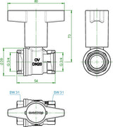 OVENTROP Optibal Knebelgriff-Kugelhahn PN 16 Messing DN 10 (3/8 Zoll) – Volldurchgang, vernickelt