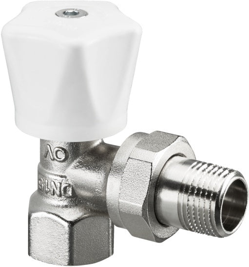 OVENTROP Handregulierventil HR Eckventil DN 10 3/8 Zoll, weiß, vernickelt, für Zweirohrsysteme