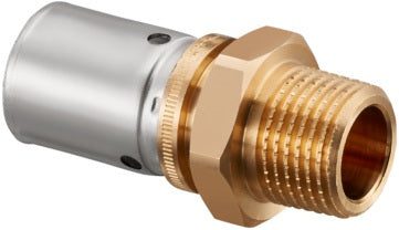 Oventrop Cofit P Press-Anschluss 16x2 mm x R 1/2 Zoll Rotguss – gerade, mit Presshülse aus Edelstahl