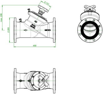 OVENTROP Hydrocontrol VFC Strangregulierventil PN 16 DN 20 Flansch – Grauguss, mit Messventilen