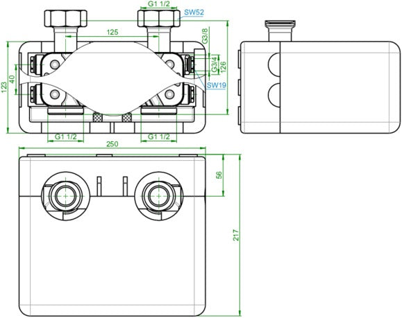 Oventrop Regumat Plattenwärmeübertrager 30 Platten bis 28 kW mit Anschlussarmatur