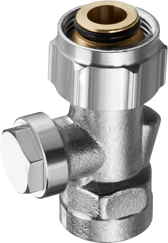 OVENTROP Absperrverschraubung Combi 3 Multiflex 3/4Z ÜMx1/2Z IG – Messing vernickelt, mit Quetschset