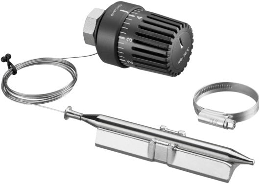 OVENTROP Temperaturregler mit Anlegefühler, Wärmeleitsockel & 2 m Kapillarrohr, 20-50 °C