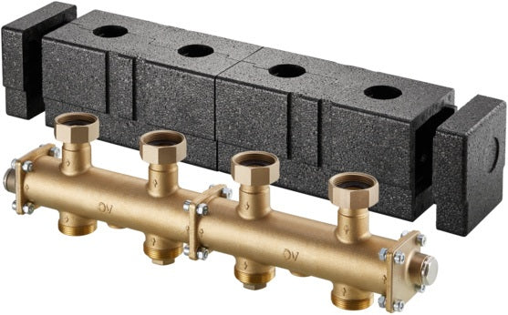 Oventrop Regumat Modulverteiler DN 25 Messing mit Isolierung für 2 Heizkreise