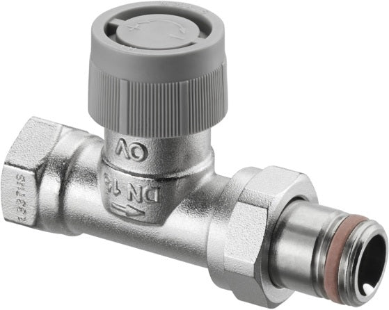 OVENTROP Thermostatventil AQ Durchgang DN15 selbstdichtend M30x1,5 – stufenlose Voreinstellung, Messing vernickelt