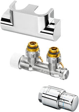 OVENTROP Multiblock T Badheizkörper-Anschluss-Set 5 DG Edelstahl-Design