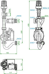 OVENTROP OV Vorlauftemperatur-Regelmodul für Regudis W-HTE – Thermostatische Regelung 20–50 °C