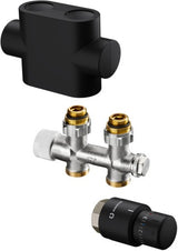 OVENTROP Multiblock T DG/Uni SH Anschlussset für Heizkörper G1/2, schwarz matt