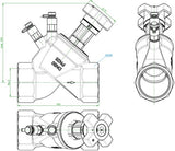 Oventrop Hydrocontrol VTR Strangregulierventil PN 25 DN 10 Rotguss mit 2 Messventilen