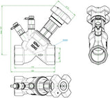 Oventrop Hydrocontrol VTR Strangregulierventil PN 25 DN 10 Rotguss mit 2 Messventilen