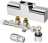 OVENTROP Multiblock T Badheizkörper-Anschluss-Set 8 verchromt mit Thermostat