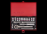 KING TONY Profi-Werkzeuge - 1/4" Steckschlüssel-Set, Zoll, mit Zubehör - 18 tlg. 2519SR