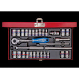 KING TONY Profi-Werkzeuge - 1/4" Steckschlüssel-Set, metrisch, mit Zubehör, Thermoform - 30 tlg. 2530CR02