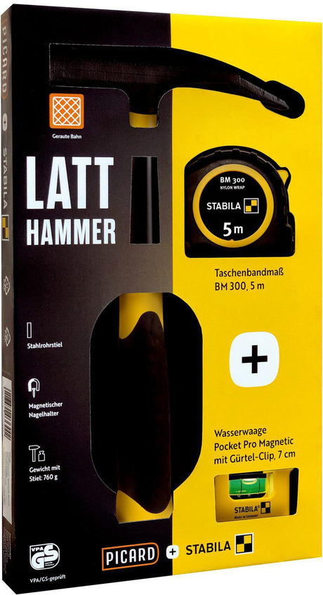 PICARD Latthammer 70080 DIN 7239 mit Magnet und Chrom-Molybdän-Rohrstiel, 600 g Kopf