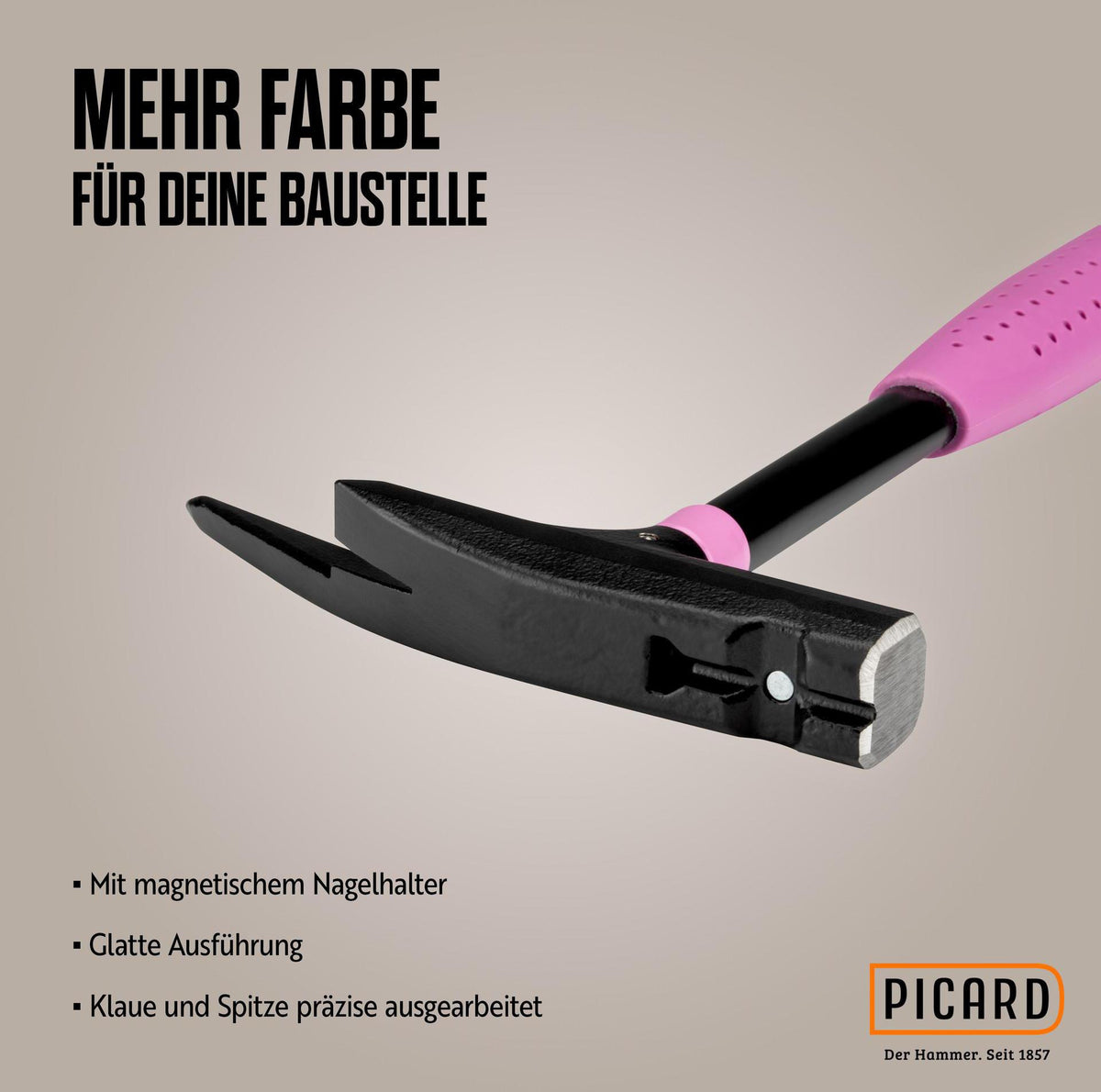 Picard Latthammer Pink Edition Nr.626M mit Magnet, 600g Kopf, DIN 7239