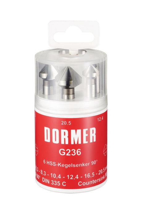 DORMER Kegelsenkersatz DIN 335C 90° HSS 6-tlg. Runddose G136