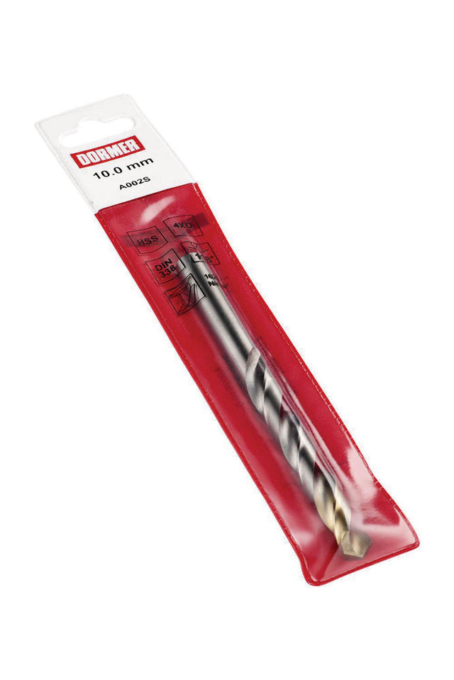 DORMER Spiralbohrer DIN 338 Typ N A002S HSS 10 mm TiN-beschichtet Zylinderschaft