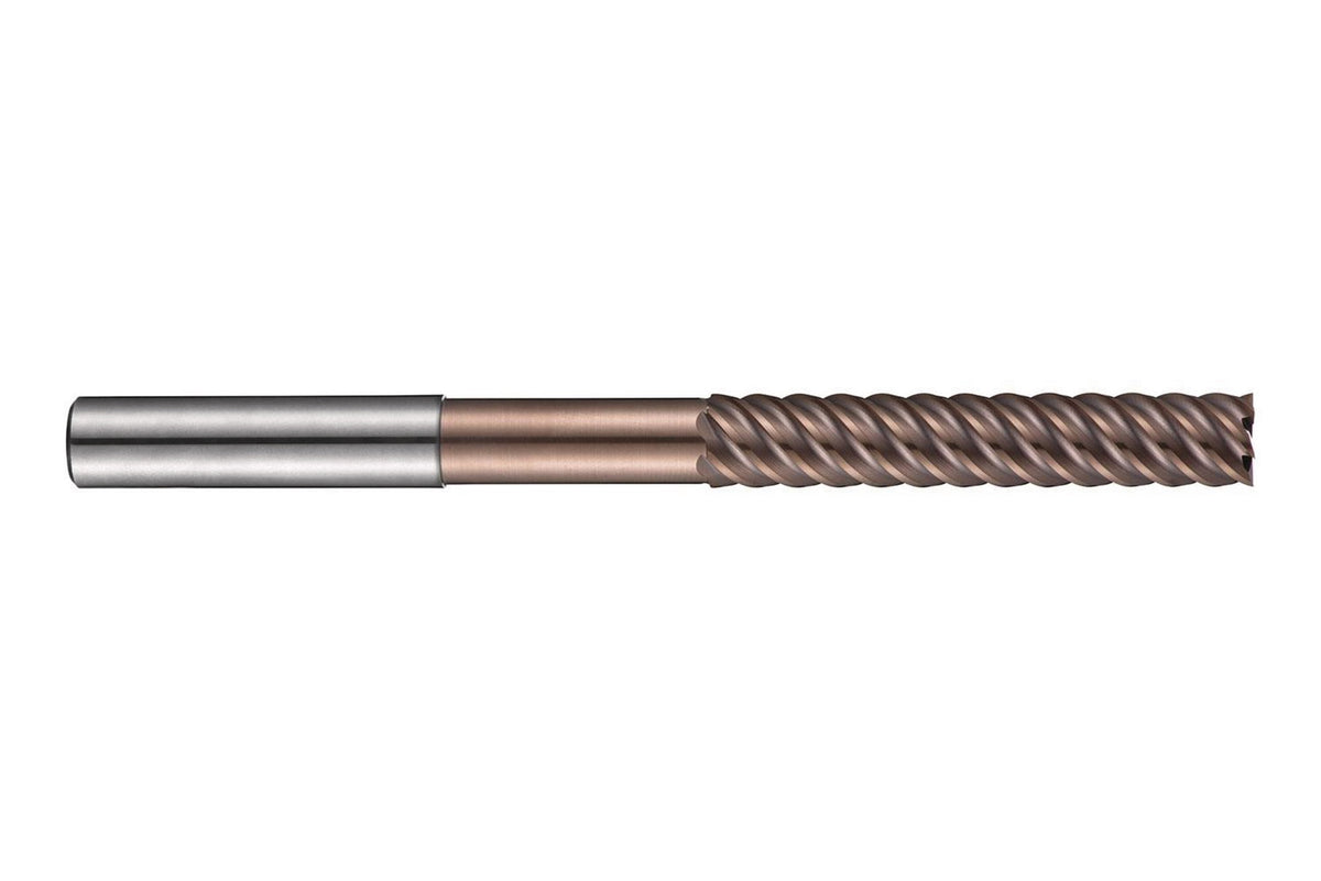 DORMER Schaftfräser S527 D.10mm HM TiSiN – extra lang, 6 Schneiden, 50° Helix