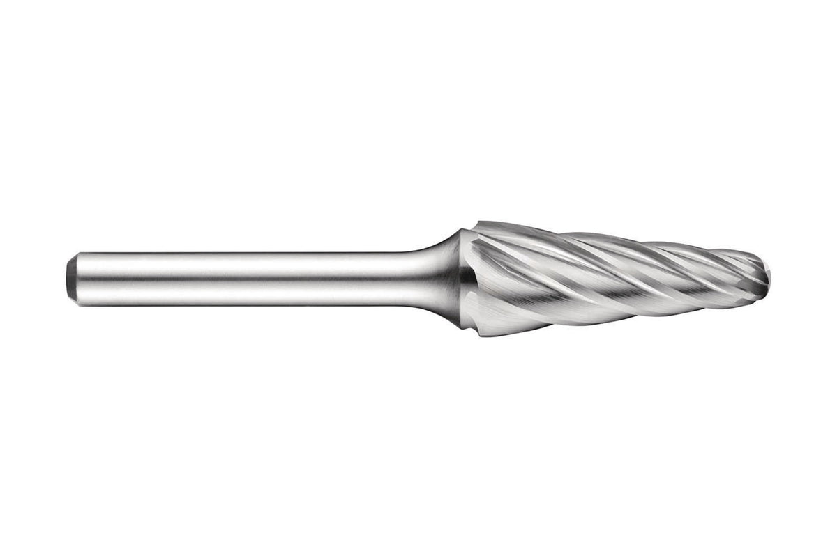 DORMER Kugelkegel-Frässtift Ø 12,7 mm HM blank für Aluminium – Form KEL, 6 mm Schaft