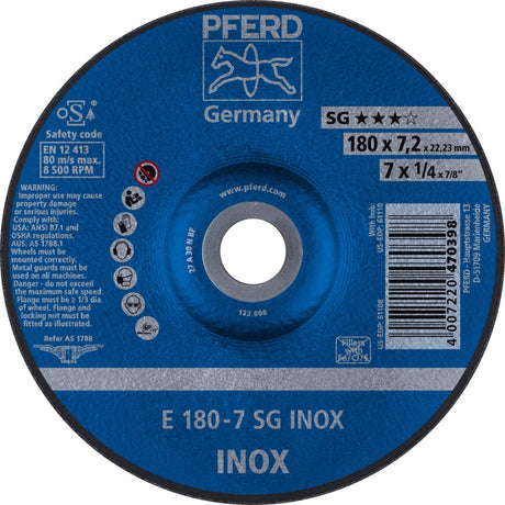 PFERD Schruppscheibe SG INOX 125 mm gekröpft – 10 Stk. für Edelstahl