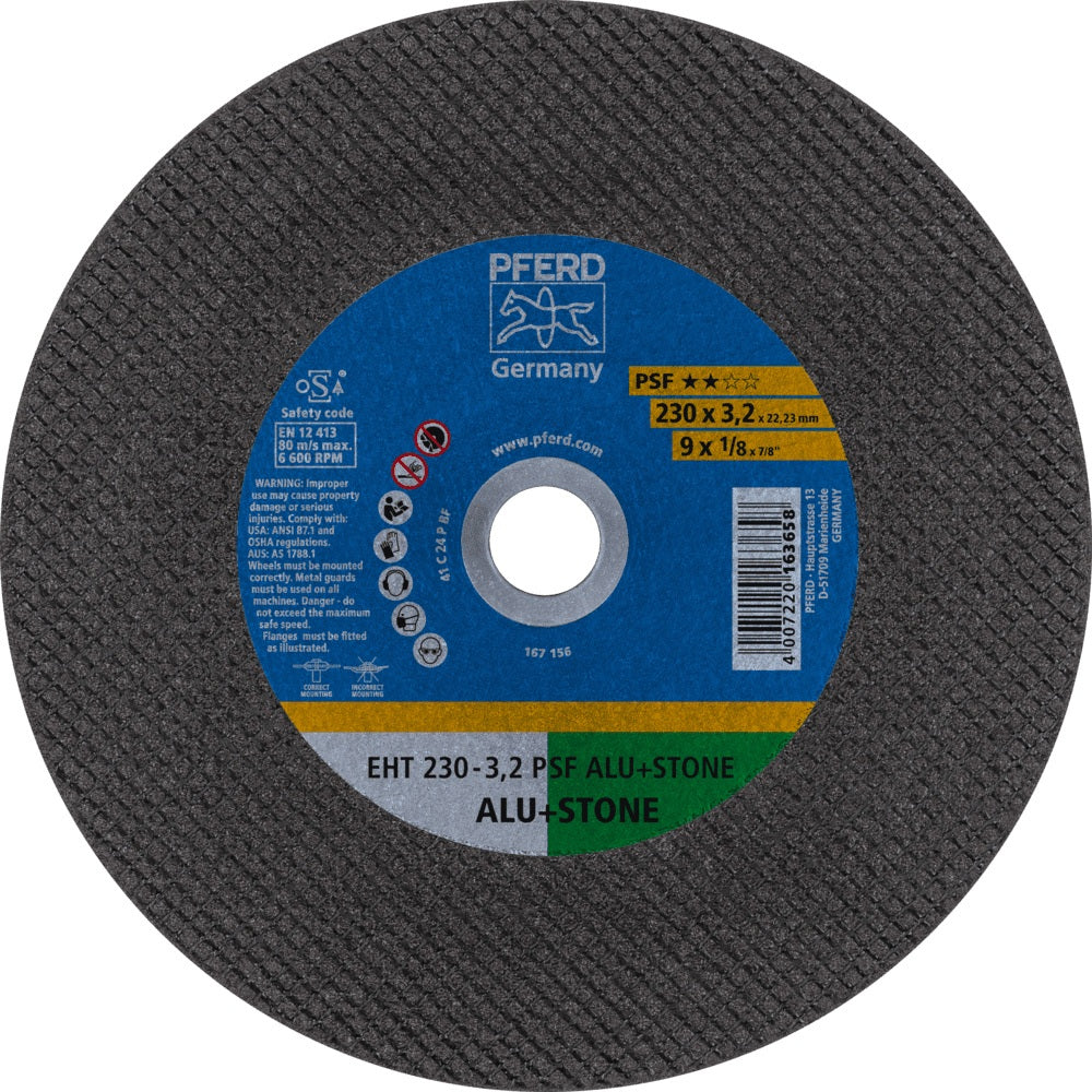 PFERD Trennscheibe EHT PSF ALU+STONE D125x1mm für Aluminium & Stein – 25 Stück