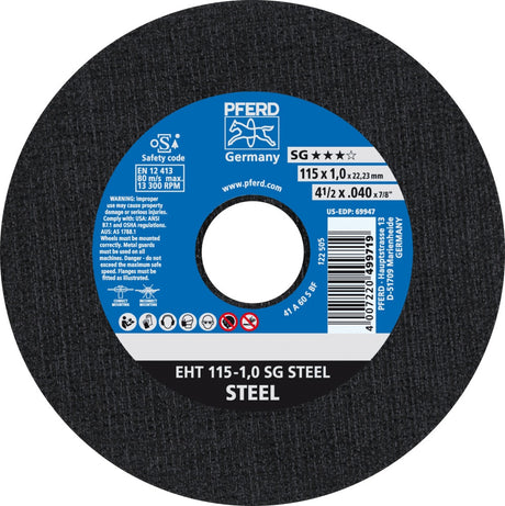 PFERD Trennscheibe SG STEEL D115 x 1 mm gerade, Bohrung 22,23 mm