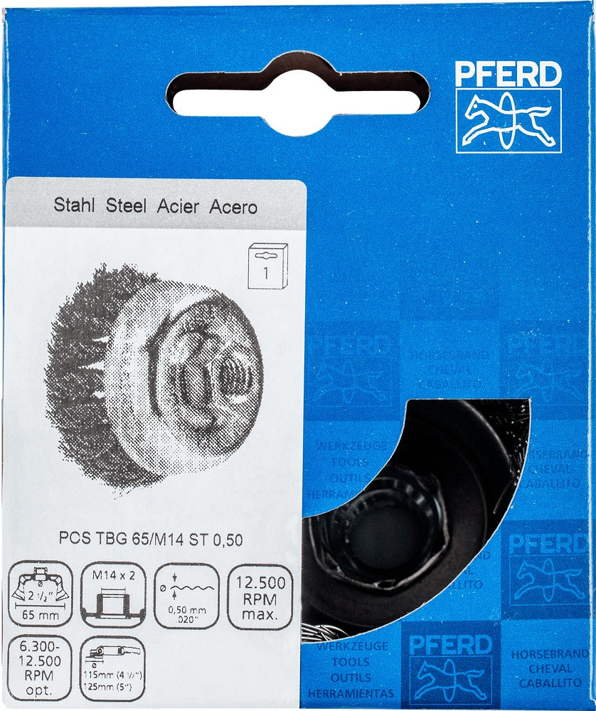 PFERD Topfbürste POS TBG ST Ø65mm M14 Stahldraht 0,35mm für Winkelschleifer