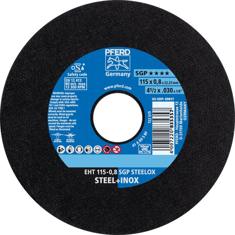 PFERD TOOLS Trennscheibe SGP STEELOX 115 x 0,8 mm für Stahl und Edelstahl