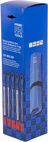 PFERD Feilensatz 250 mm Hieb 2 mit 2K-Ergo-Heft, 5-teilig für Stahl, Aluminium und Guss