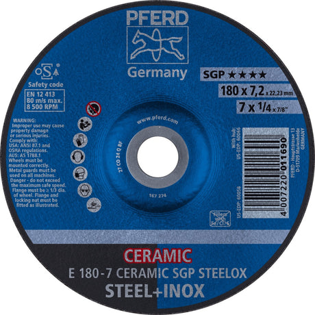 PFERD Schruppscheibe CERAMIC SGP STEELOX 125x7 mm gekröpft