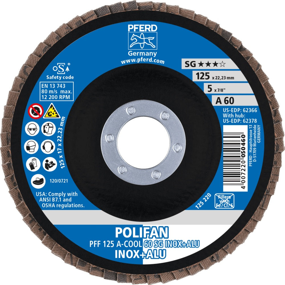 PFERD POLIFAN A-COOL SG INOX+ALU Fächerscheibe Ø125 mm K40 konisch