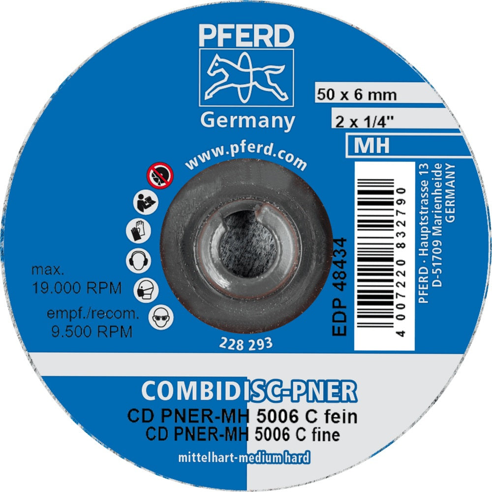 PFERD COMBIDISC Vliesronde CD PNER-W 5006 A G 50 mm – Feinschliff für Edelstahl & Aluminium