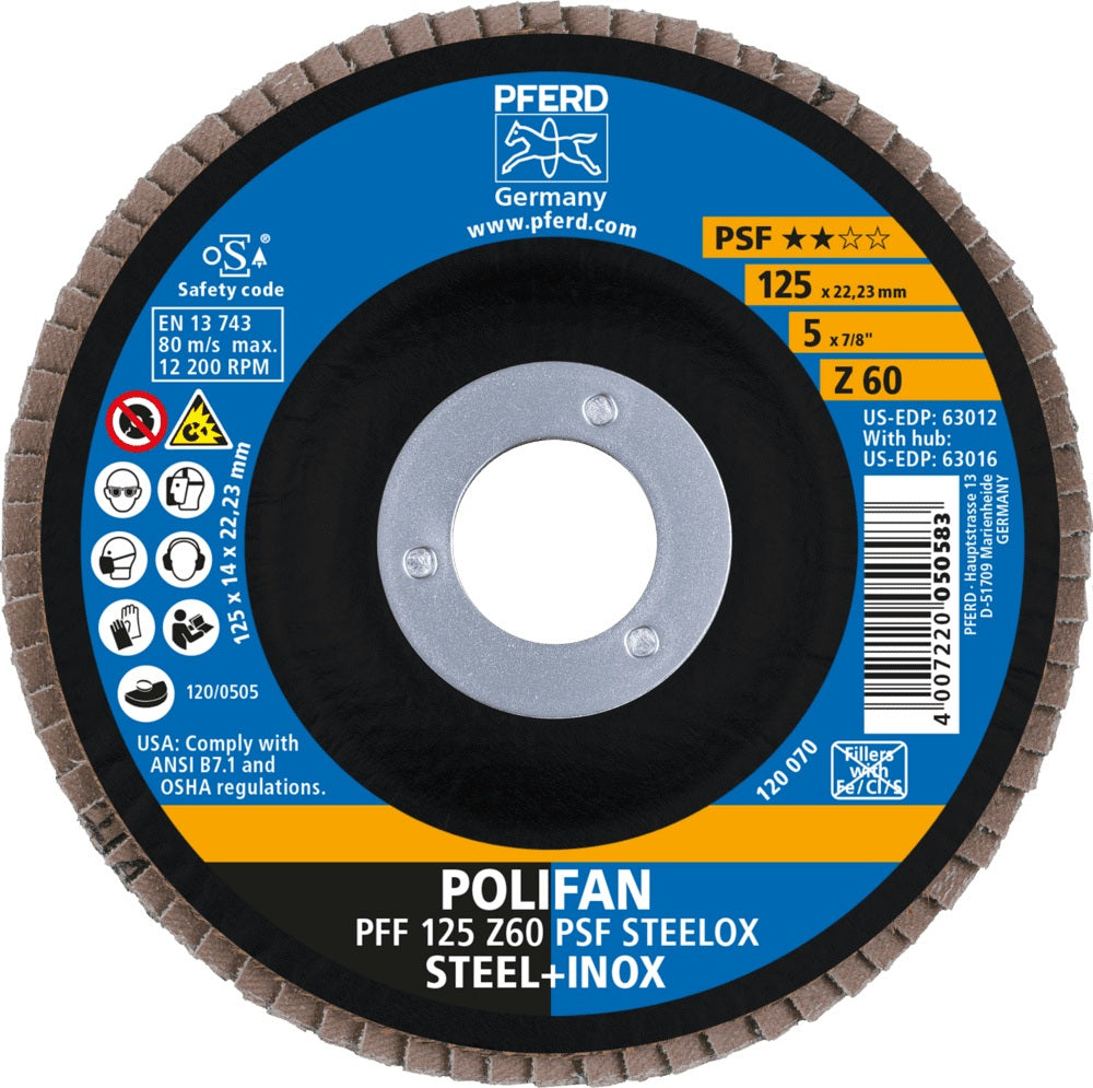 PFERD Fächerschleifscheibe Ø125 mm K40 Zirkonkorund für Stahl & Edelstahl – 10 Stück