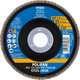 PFERD POLIFAN A PSF STEELOX Fächerscheibe Ø125 mm Körnung 40 konisch für Stahl/INOX