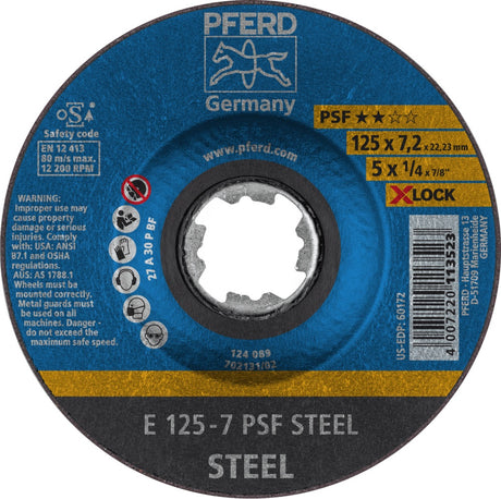 PFERD Schruppscheibe X-LOCK PSF STEEL Ø125 mm, 7,2 mm, Korund A