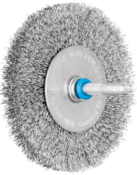 PFERD Rundbürste RBU 2004/6 INOX Ø 30 mm, Drahtstärke 0,2 mm, Schaft-Ø 6 mm – Edelstahlbürste für Reinigung und Entrostung