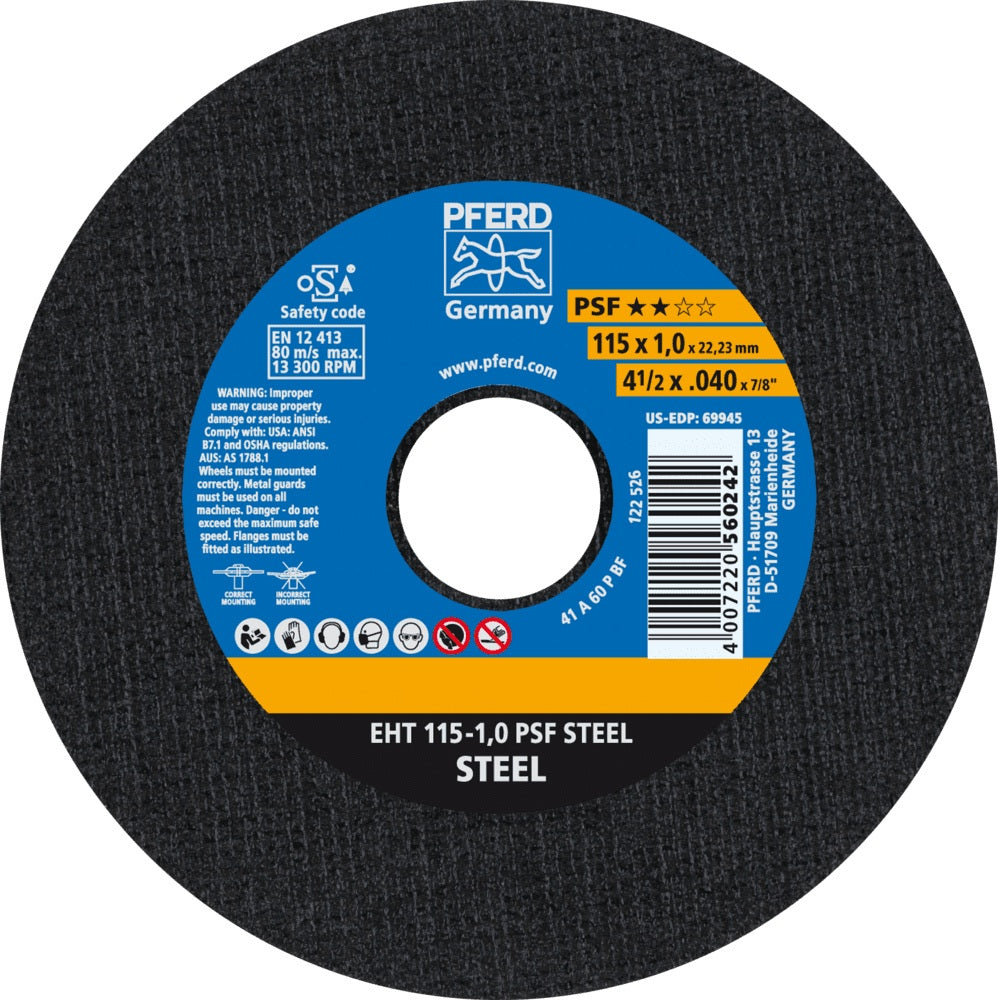 PFERD PSF STEEL Trennscheibe 115x1 mm – 25 Stück für Stahl und Guss
