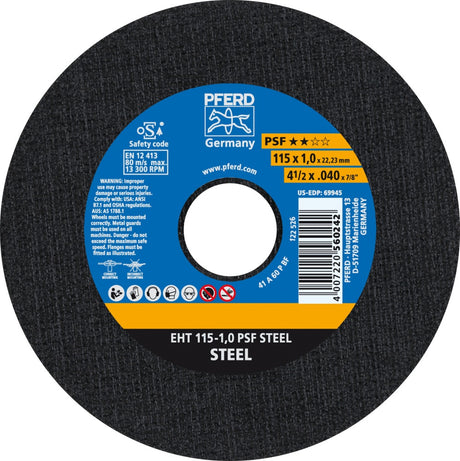 PFERD PSF STEEL Trennscheibe 115x1 mm – 25 Stück für Stahl und Guss