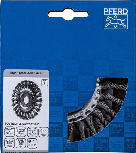 PFERD TOOLS Rundbürste RBG Ø115mm Stahldraht 0,5mm für Winkelschleifer – 12500 min-¹