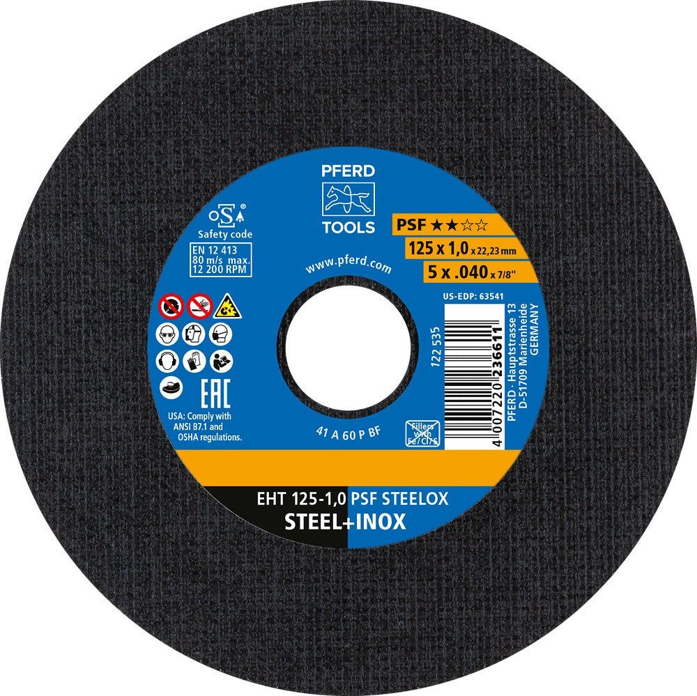 PFERD Trennscheibe PSF STEELOX D125 x 1,6 mm INOX für Edelstahl und Stahl