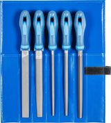 PFERD Feilensatz 250 mm Hieb 2 mit 2K-Ergo-Heft, 5-teilig für Stahl, Aluminium und Guss