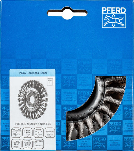 PFERD TOOLS Rundbürste POS RBG 12512 D.125mm Edelstahldraht INOX 0,35mm 12mm