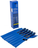 PFERD Feilensatz 250 mm Hieb 2 mit 2K-Ergo-Heft, 5-teilig für Stahl, Aluminium und Guss