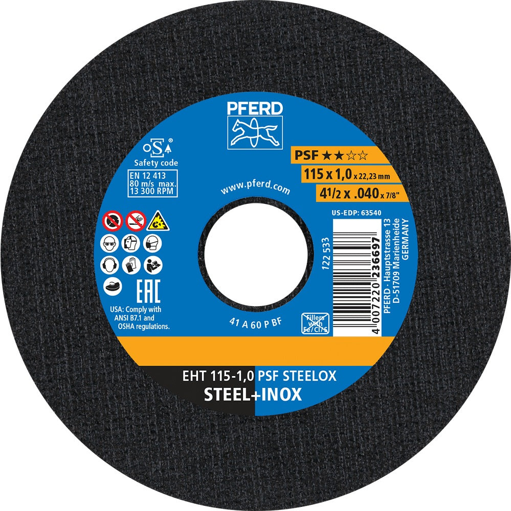 PFERD Trennscheibe PSF STEELOX D125 x 1,6 mm INOX für Edelstahl und Stahl