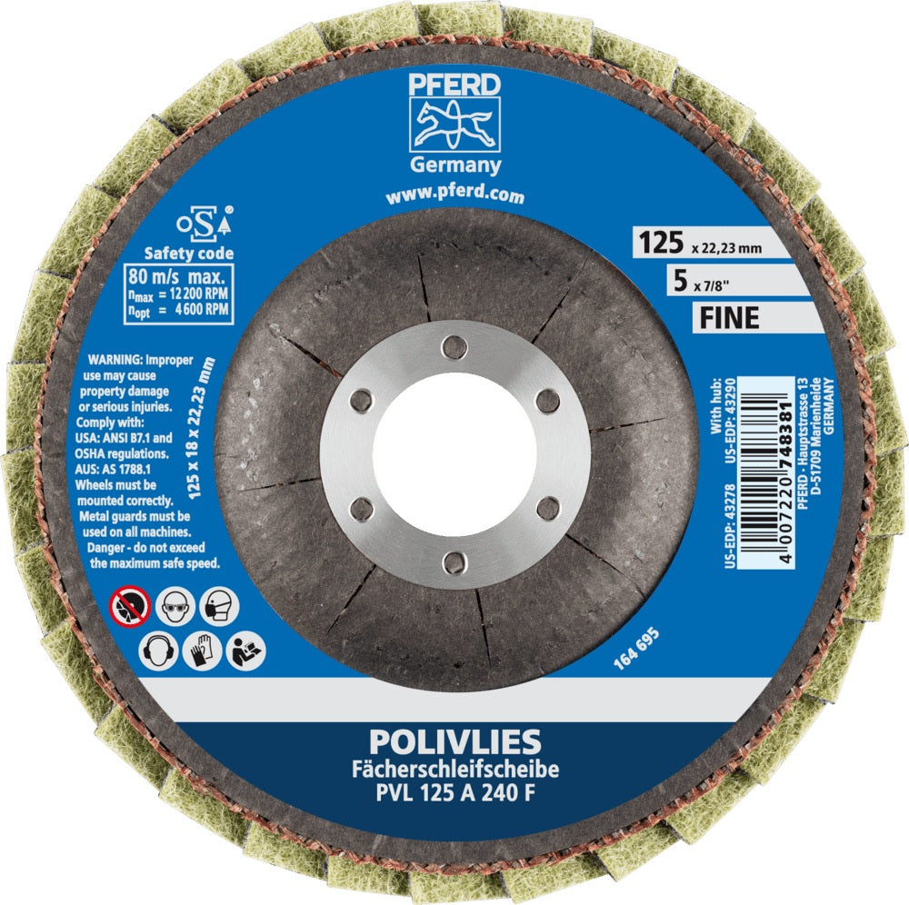 PFERD POLIVLIES Fächerscheibe Ø115 mm Korund A grob für Edelstahl und INOX